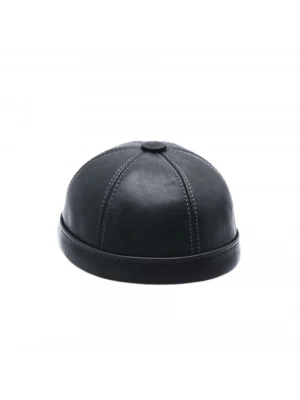 İsme Özel Docker Şapka - %100 Gerçek Deri - AB01009 - Siyah