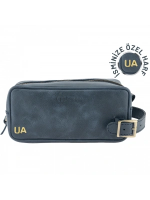 İsme Özel Dopp Kit Kişisel Bakım ve Seyahat Çantası - %100 Rainbow Deri - AC14004 - Lacivert