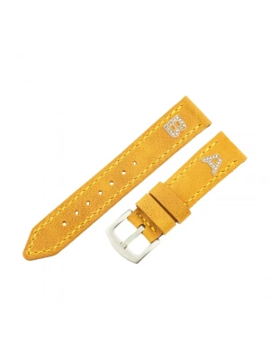 İsme Özel El Dikişli Saat Kordonu - %100 Çift Kat Deri - AG03003 - Hardal Sarısı