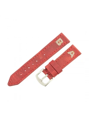 İsme Özel El Dikişli Saat Kordonu - %100 Çift Kat Deri - AG03003 - Kırmızı