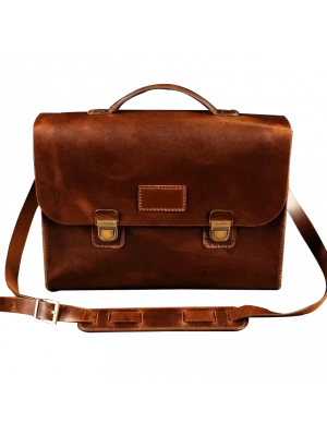 İsme Özel Evrak Çantası - Messenger Bag - %100 Deri - AC09001 - Koyu Kahverengi