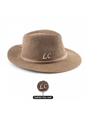 İsme Özel Hasır Fötr Şapka - AB01006 - Kahverengi