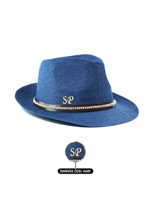İsme Özel Hasır Fötr Şapka - AB01006 - Lacivert