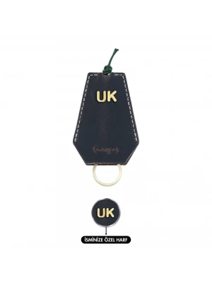 İsme Özel İpli Anahtarlık - % 100 Crazy Deri - AG01002 - Lacivert