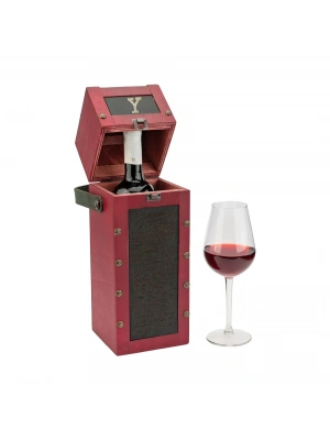 İsme Özel Kare Kapaklı Tekli Şaraplık - HH06001 - Bordo