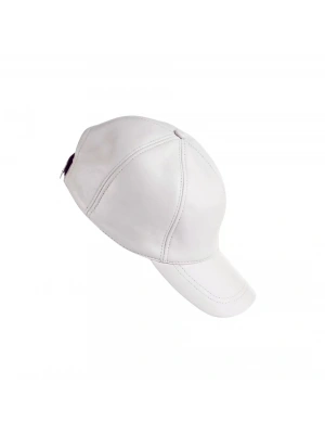 İsme Özel Kep Şapka - %100 Deri - AB01012 - Beyaz