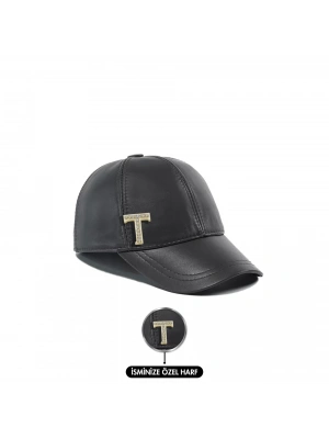 İsme Özel Kep Şapka - %100 Deri - AB01012 - Füme