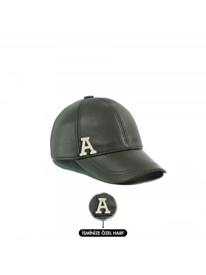 İsme Özel Kep Şapka - %100 Deri - AB01012 - Haki