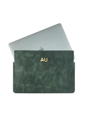 İsme Özel Macbook Kılıfı - %100 Rainbow Deri - ET02002 - Haki