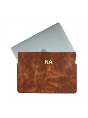 İsme Özel Macbook Kılıfı - %100 Rainbow Deri - ET02002 - Kahverengi