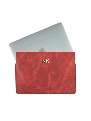 İsme Özel Macbook Kılıfı - %100 Rainbow Deri - ET02002 - Kırmızı