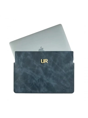 İsme Özel Macbook Kılıfı - %100 Rainbow Deri - ET02002 - Lacivert