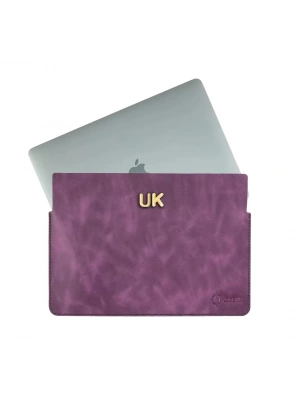 İsme Özel Macbook Kılıfı - %100 Rainbow Deri - ET02002 - Mor