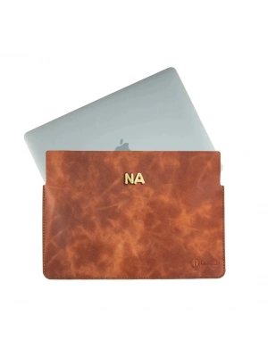 İsme Özel Macbook Kılıfı - %100 Rainbow Deri - ET02002 - Tobacco