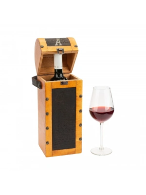 İsme Özel Oval Kapaklı Tekli Şaraplık - HH06004 - Taba