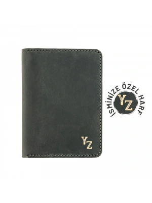İsme Özel Pasaport Kılıfı - %100 Rainbow Deri - AK02003 - Antrasit