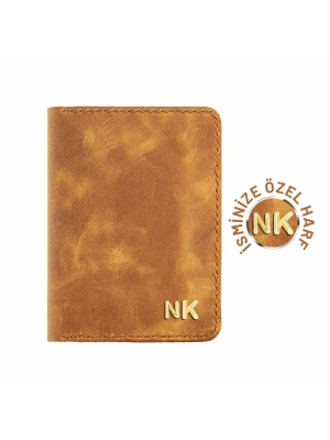 İsme Özel Pasaport Kılıfı - %100 Rainbow Deri - AK02003 - Camel