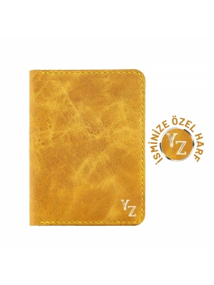 İsme Özel Pasaport Kılıfı - %100 Rainbow Deri - AK02003 - Hardal Sarısı