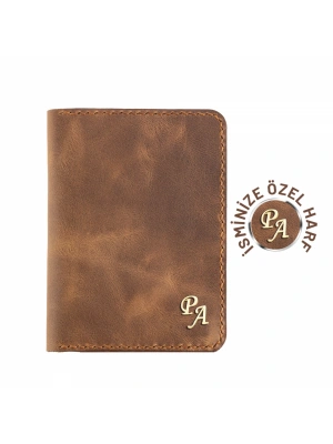İsme Özel Pasaport Kılıfı - %100 Rainbow Deri - AK02003 - Kahverengi