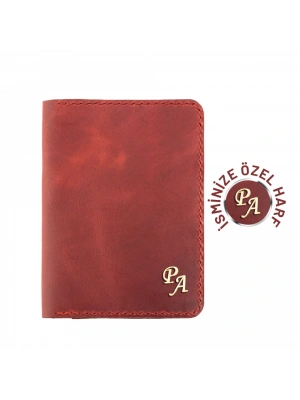 İsme Özel Pasaport Kılıfı - %100 Rainbow Deri - AK02003 - Kırmızı