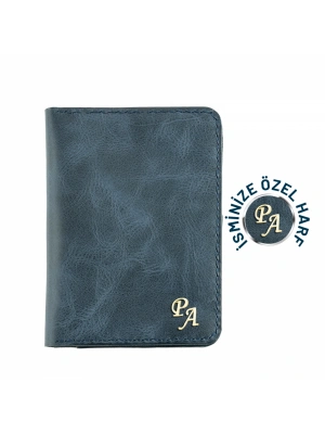 İsme Özel Pasaport Kılıfı - %100 Rainbow Deri - AK02003 - Lacivert