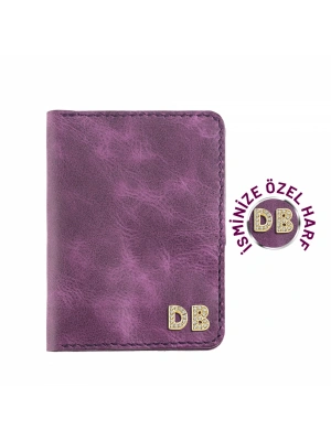 İsme Özel Pasaport Kılıfı - %100 Rainbow Deri - AK02003 - Mor