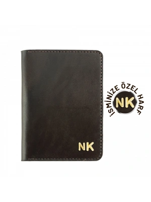 İsme Özel Pasaport Kılıfı - %100 Tiesto Deri - AK02001 - Koyu Kahverengi