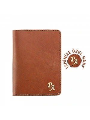 İsme Özel Pasaport Kılıfı - %100 Tiesto Deri - AK02001 - Tobacco