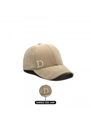 İsme Özel Süet Kep Şapka - AB01013 - Bej