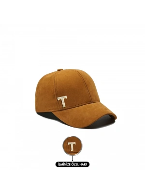 İsme Özel Süet Kep Şapka - AB01013 - Camel