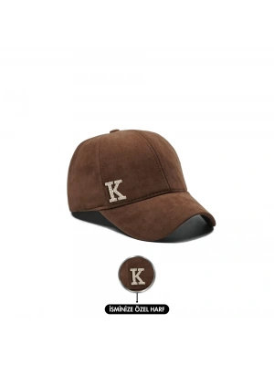 İsme Özel Süet Kep Şapka - AB01013 - Kahverengi