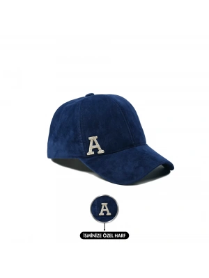 İsme Özel Süet Kep Şapka - AB01013 - Lacivert