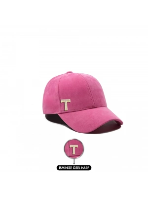 İsme Özel Süet Kep Şapka - AB01013 - Pembe