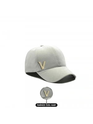 İsme Özel Süet Kep Şapka - AB01013 - Taş