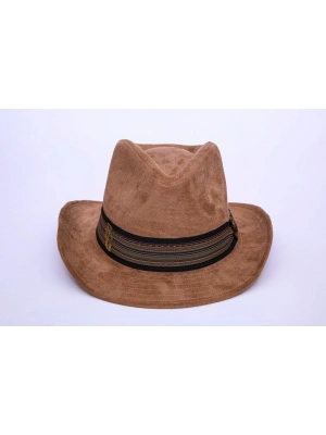 İsme Özel Süet Kovboy Fötr Şapka - AB01007 - Açık Kahverengi