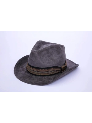 İsme Özel Süet Kovboy Fötr Şapka - AB01007 - Gri