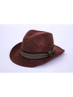 İsme Özel Süet Kovboy Fötr Şapka - AB01007 - Koyu Kahverengi
