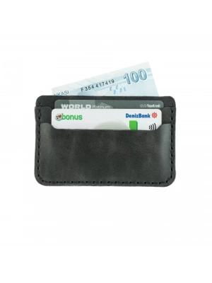 İsme Özel Yatay Kartlık - %100 Rainbow Deri - A011001 - Antrasit