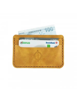 İsme Özel Yatay Kartlık - %100 Rainbow Deri - A011001 - Hardal Sarısı