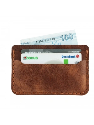 İsme Özel Yatay Kartlık - %100 Rainbow Deri - A011001 - Kahverengi