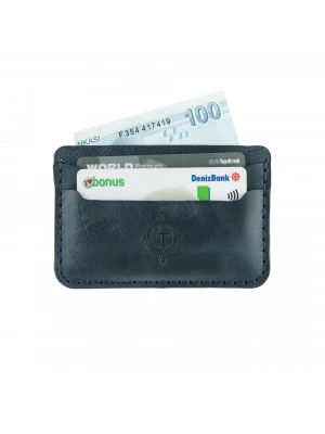 İsme Özel Yatay Kartlık - %100 Rainbow Deri - A011001 - Lacivert