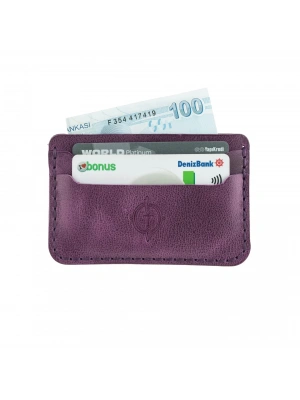 İsme Özel Yatay Kartlık - %100 Rainbow Deri - A011001 - Mor