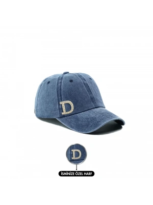 İsme Özel Yıkamalı Kep Şapka - AB01010 - Lacivert