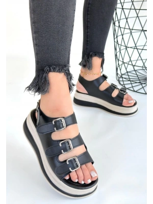 Jatay Siyah Cilt Sandalet