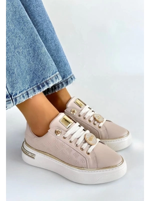 Jlar Bej Cilt Bağcıklı Spor Ayakkabı