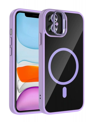 Joko Apple iPhone 11 Remim Lensli Magsafe Standlı Kapak - Lila