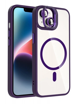 Joko Apple iPhone 13 Remim Lensli Magsafe Standlı Kapak - Derin Mor