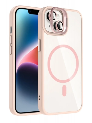 Joko Apple iPhone 13 Remim Lensli Magsafe Standlı Kapak - Pembe