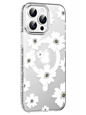 Joko Apple iPhone 14 Pro Max Floral Magsafe Kapak - Beyaz