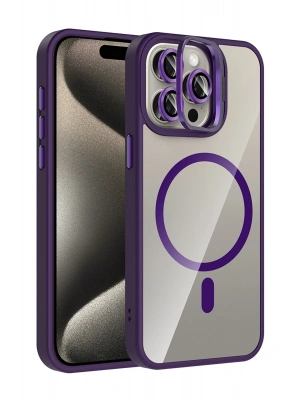 Joko Apple iPhone 14 Pro Max Remim Lensli Magsafe Standlı Kapak - Derin Mor